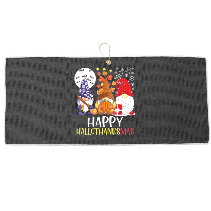 Happy Hallothanksmas Gnomes Large Microfiber Waffle Golf Towel