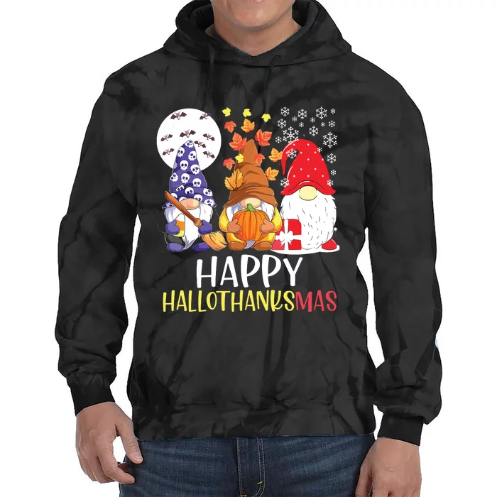 Happy Hallothanksmas Gnomes Tie Dye Hoodie