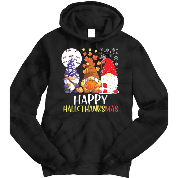 Happy Hallothanksmas Gnomes Tie Dye Hoodie