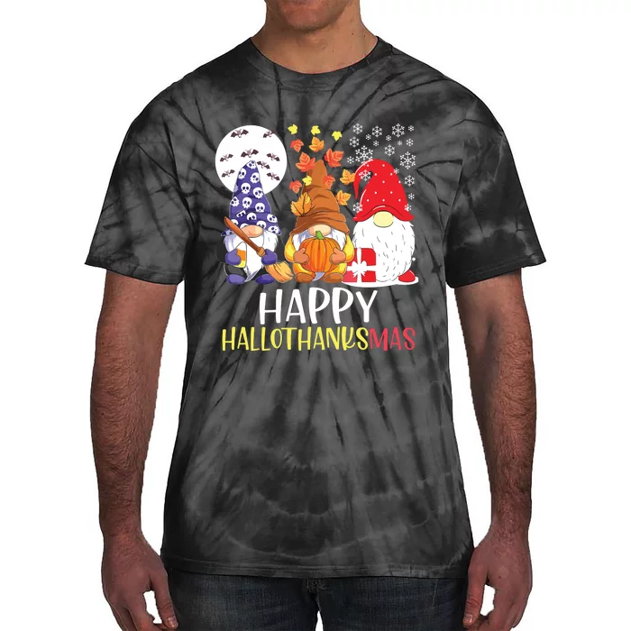 Happy Hallothanksmas Gnomes Tie-Dye T-Shirt