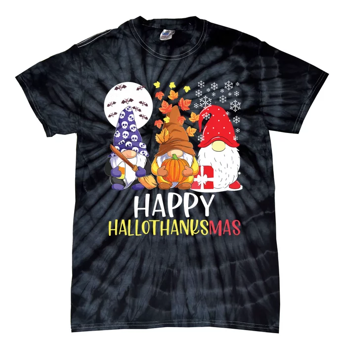 Happy Hallothanksmas Gnomes Tie-Dye T-Shirt