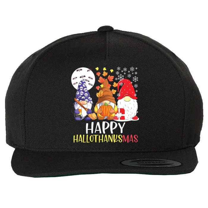 Happy Hallothanksmas Gnomes Wool Snapback Cap