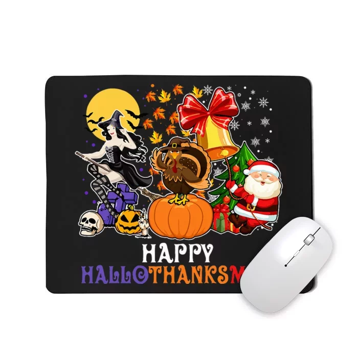 HAPPY HALLOTHANKSMAS GNOME Halloween Thanksgiving Christmas Mousepad