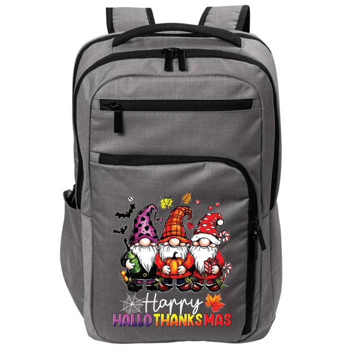 Happy Hallothanksmas Gnomes Lover Halloween Merry Christmas Impact Tech Backpack