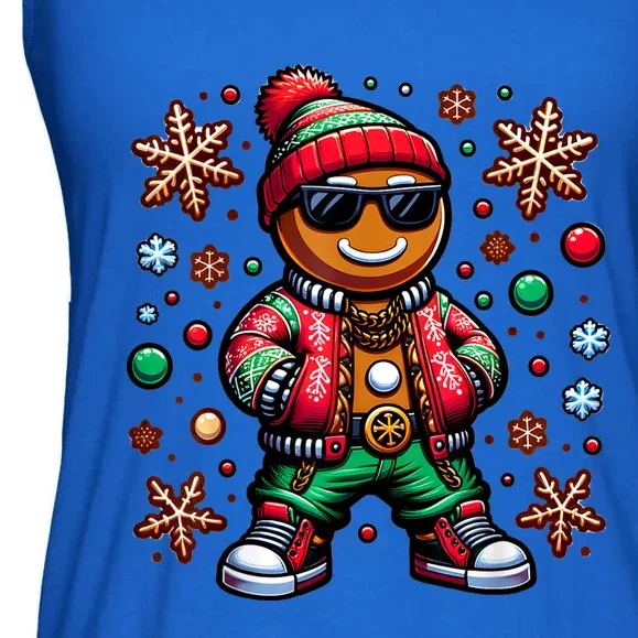 Hip Hop Gingerbread Man Xmas Funny Christmas Ladies Essential Flowy Tank