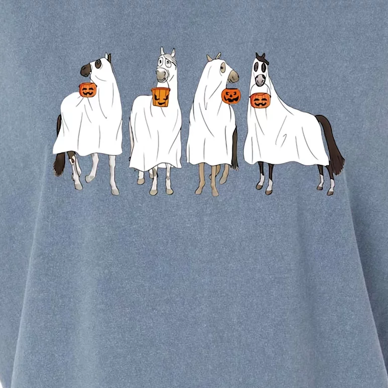 Halloween Horse Ghost Boo Cow Western Spooky Season Cool Gift Garment-Dyed Women's Muscle Tee