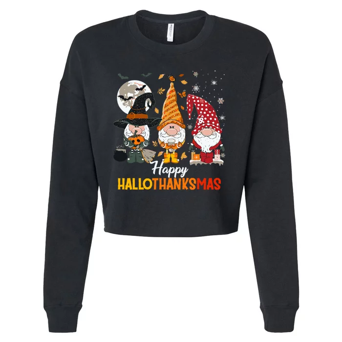 Happy Hallothanksmas Ghomes Cropped Pullover Crew