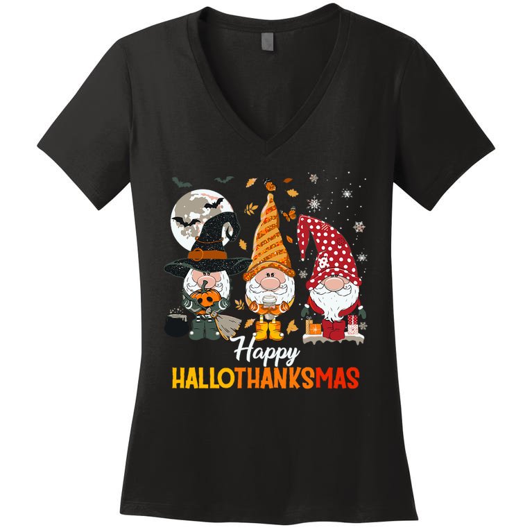 Happy Hallothanksmas Ghomes Women's V-Neck T-Shirt