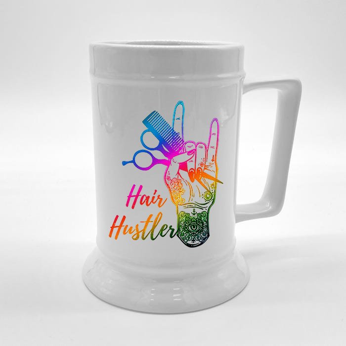 Hair Hustler Hair Stylist Hairdresser Barber Retro Front & Back Beer Stein