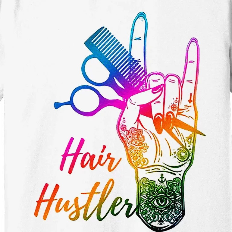 Hair Hustler Hair Stylist Hairdresser Barber Retro Premium T-Shirt