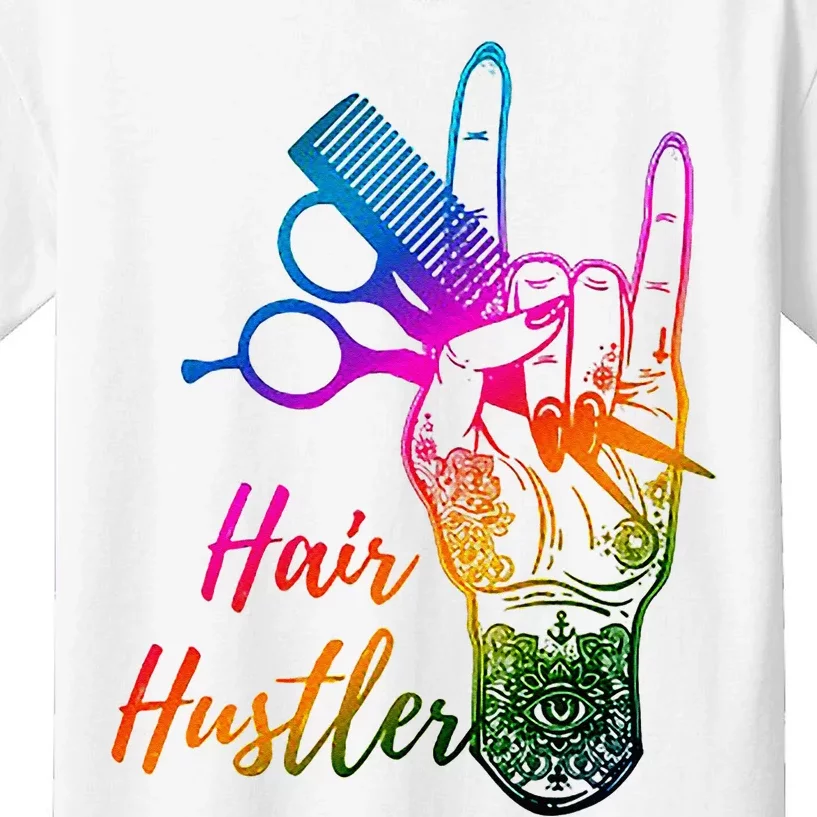 Hair Hustler Hair Stylist Hairdresser Barber Retro Kids T-Shirt