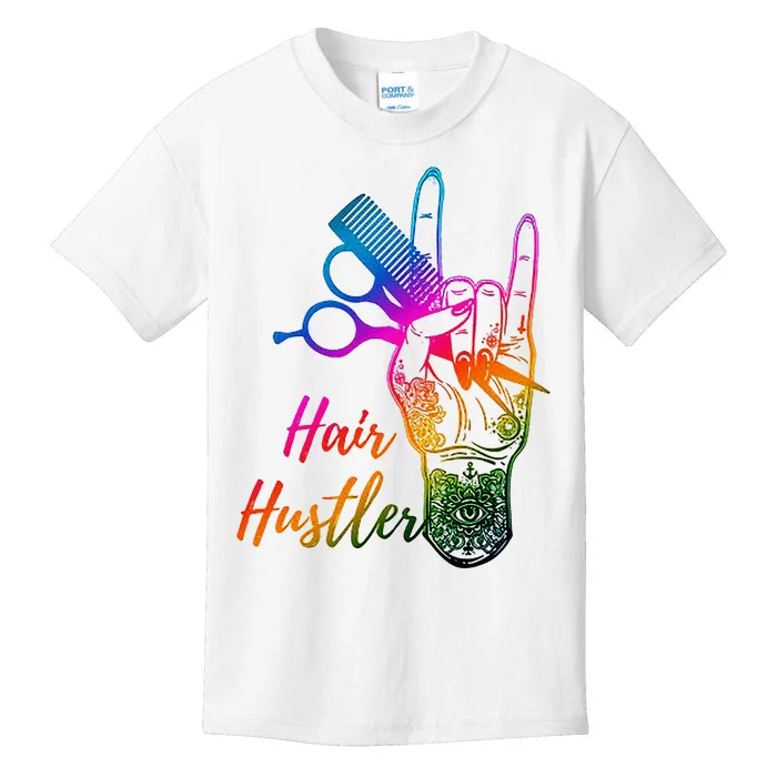 Hair Hustler Hair Stylist Hairdresser Barber Retro Kids T-Shirt