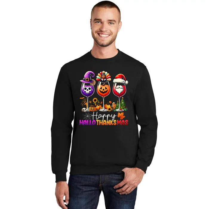 Happy Hallothanksmas Halloween Thanksgiving Christmas Tall Sweatshirt