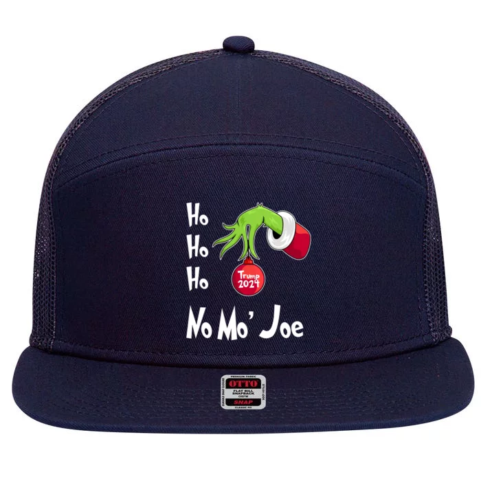 Ho Ho Ho No More Joe Trump 2024 Funny Christmas 7 Panel Mesh Trucker Snapback Hat