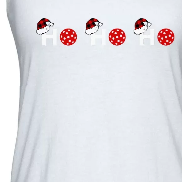 Ho Ho Ho Pickleball And Red Plaid Santa Hats Ladies Essential Flowy Tank