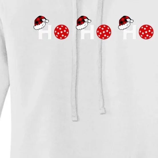 Ho Ho Ho Pickleball And Red Plaid Santa Hats Women's Pullover Hoodie