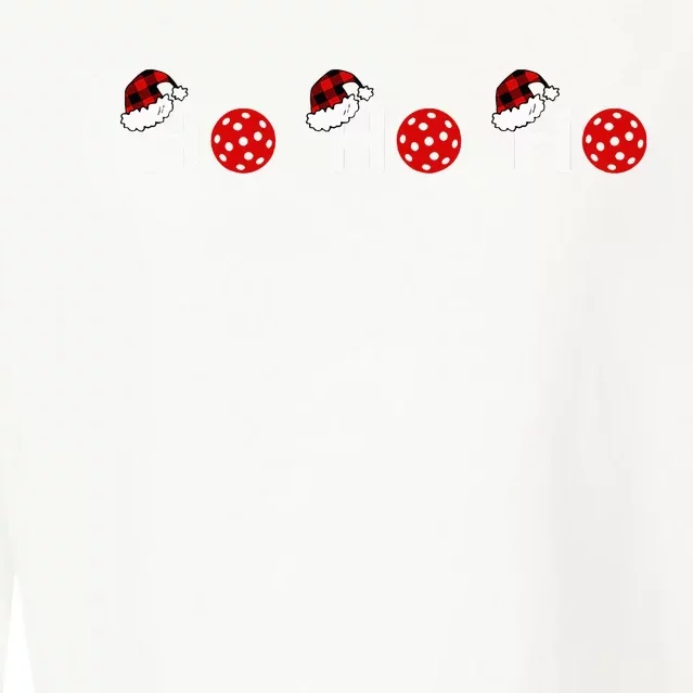 Ho Ho Ho Pickleball And Red Plaid Santa Hats Cropped Pullover Crew