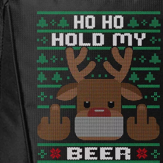 Ho Ho Hold My Beer Ugly Christmas Reindeer Adult Cool Gift City Backpack