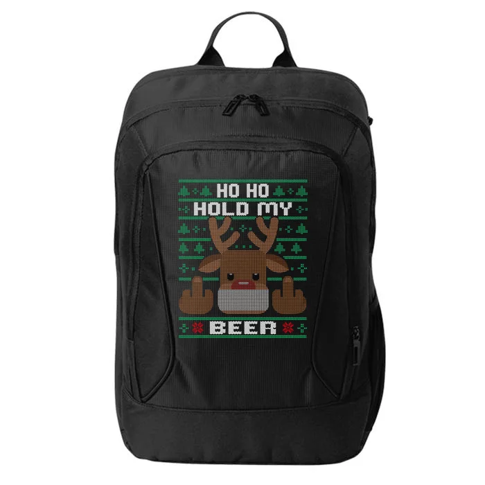 Ho Ho Hold My Beer Ugly Christmas Reindeer Adult Cool Gift City Backpack