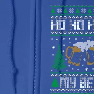 Ho Ho Hold My Beer Ugly Christmas Sweater Cute Gift Full Zip Hoodie