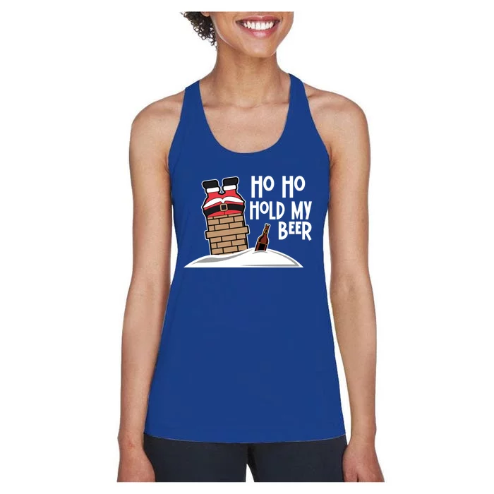 Ho Ho Hold My Beer Christmas Funny Gift Women's Racerback Tank