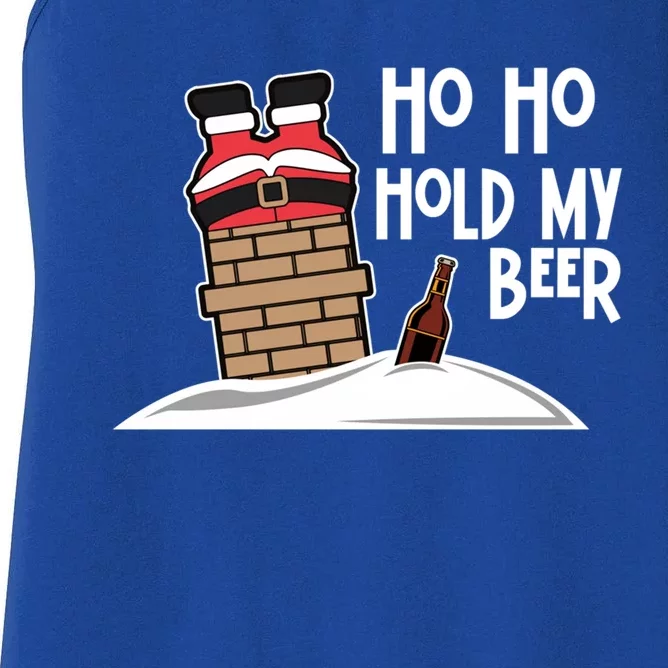 Ho Ho Hold My Beer Christmas Funny Gift Women's Racerback Tank