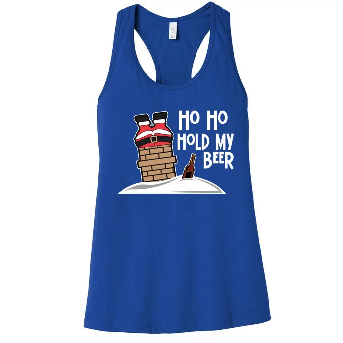 Ho Ho Hold My Beer Christmas Funny Gift Women's Racerback Tank