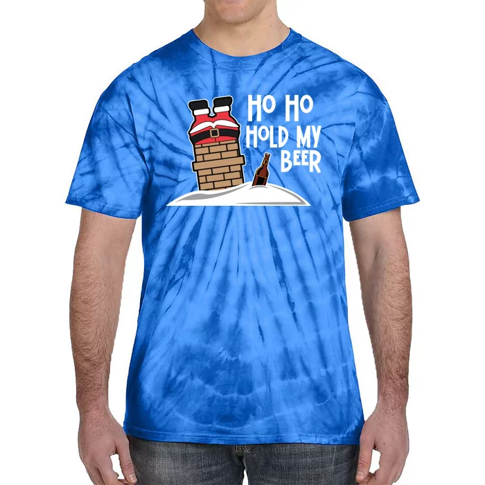 Ho Ho Hold My Beer Christmas Funny Gift Tie-Dye T-Shirt