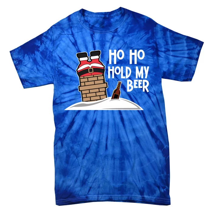 Ho Ho Hold My Beer Christmas Funny Gift Tie-Dye T-Shirt