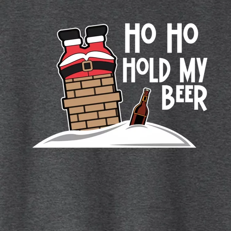 Ho Ho Hold My Beer Christmas Funny Gift Women's Crop Top Tee