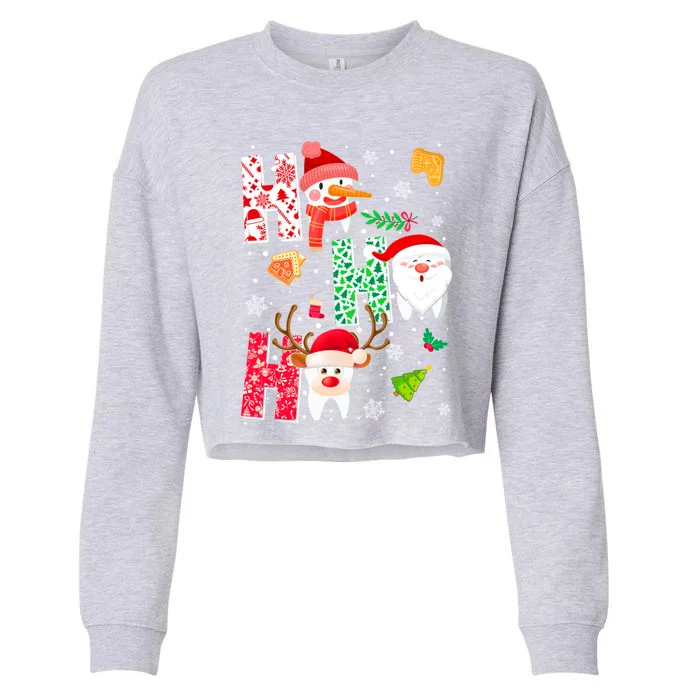 Ho Ho Ho Dentist Christmas Teeth Dental Student Merry Xmas Gift Cropped Pullover Crew