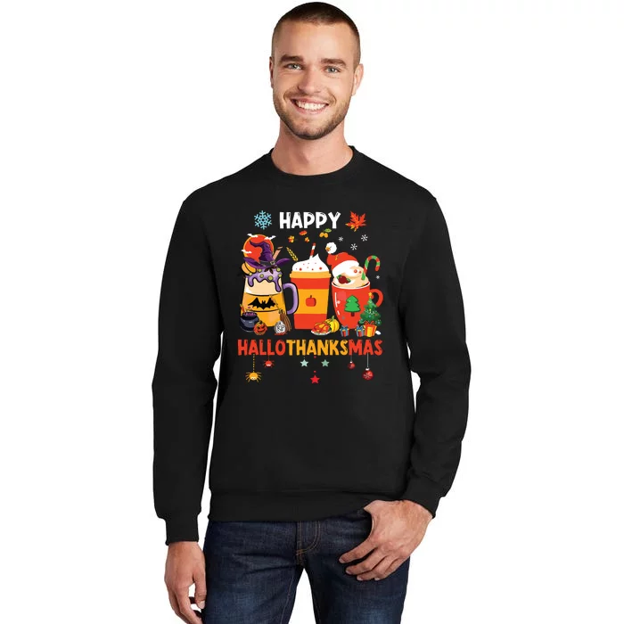 Happy Hallothanksmas Halloween Coffee Latte Thanksgiving Sweatshirt