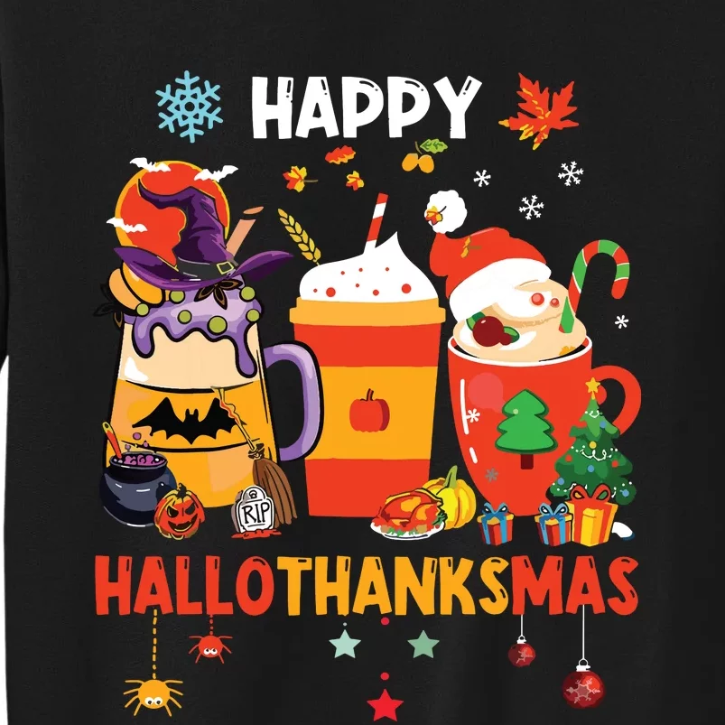 Happy Hallothanksmas Halloween Coffee Latte Thanksgiving Sweatshirt