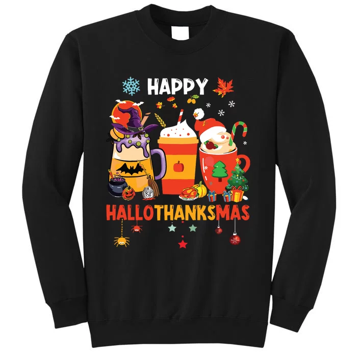 Happy Hallothanksmas Halloween Coffee Latte Thanksgiving Sweatshirt