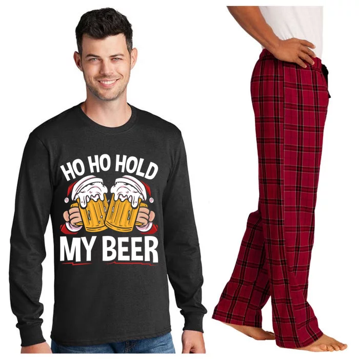 Ho Ho Hold My Beer Christmas Xmas Costume Gift Long Sleeve Pajama Set