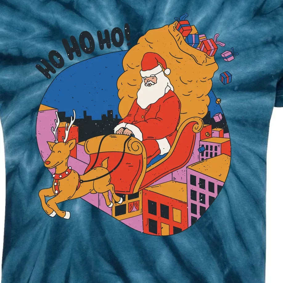 Ho Ho Ho Santa Reindeer Gifts Kids Tie-Dye T-Shirt