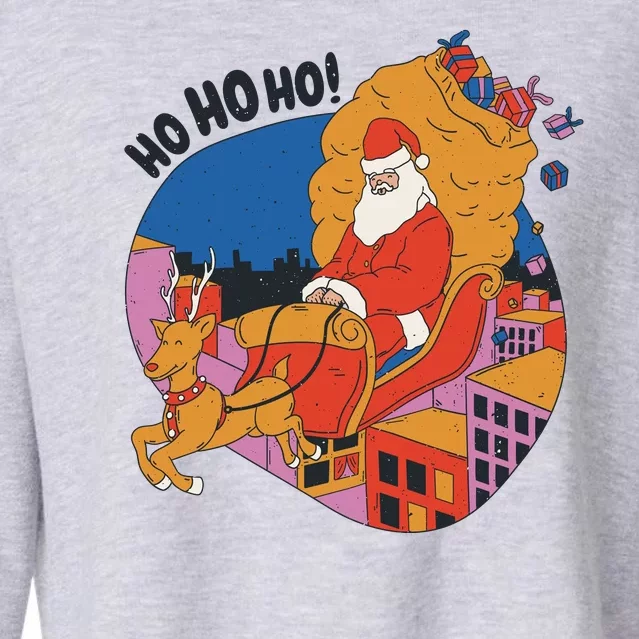 Ho Ho Ho Santa Reindeer Gifts Cropped Pullover Crew