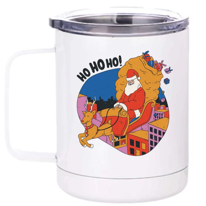 Ho Ho Ho Santa Reindeer Gifts Front & Back 12oz Stainless Steel Tumbler Cup