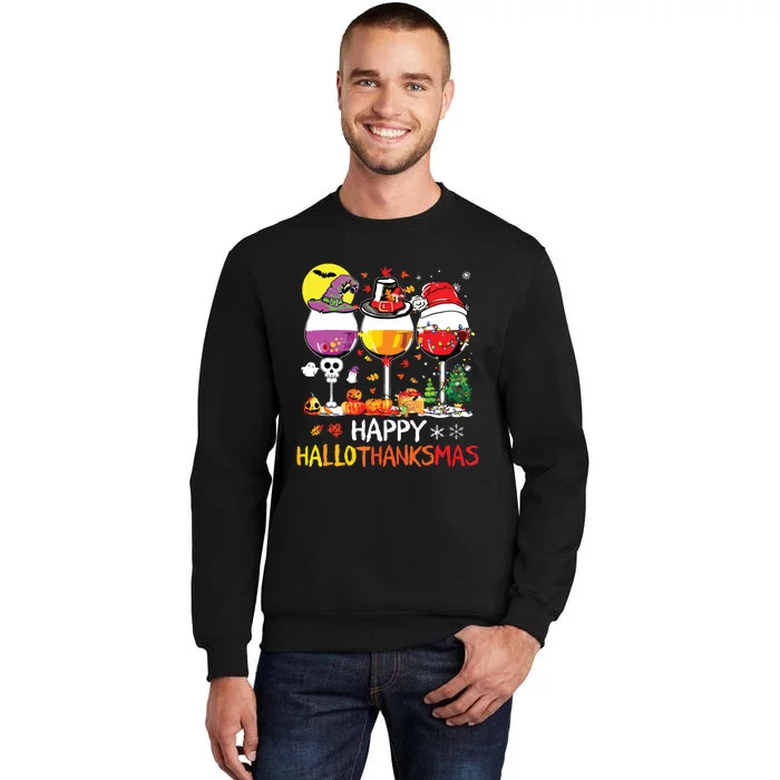 Happy Hallothanksmas Halloween Glasses Thanksgiving Xmas Sweatshirt