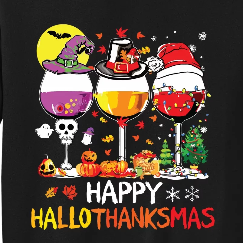 Happy Hallothanksmas Halloween Glasses Thanksgiving Xmas Sweatshirt