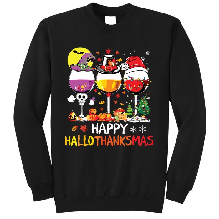 Happy Hallothanksmas Halloween Glasses Thanksgiving Xmas Sweatshirt