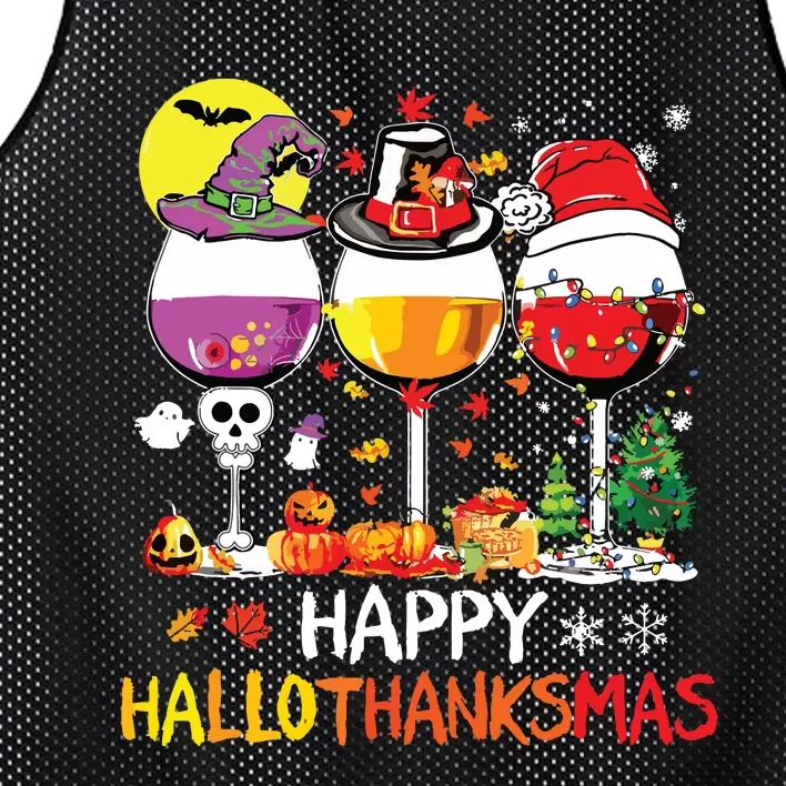 Happy Hallothanksmas Halloween Glasses Thanksgiving Xmas Mesh Reversible Basketball Jersey Tank