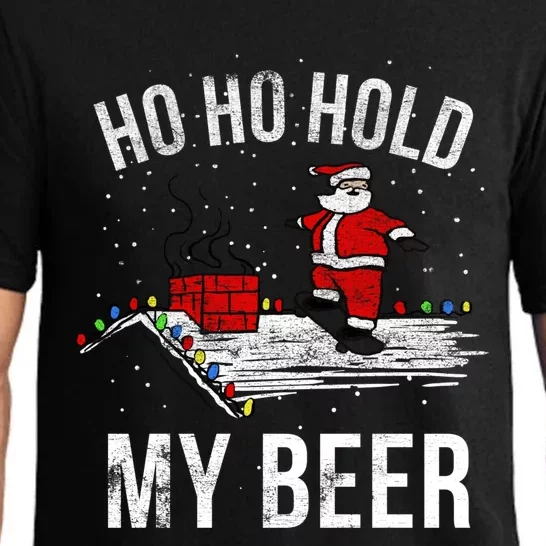 Ho Ho Hold My Beer Skateboard Roof Santa Funny Funny Gift Pajama Set