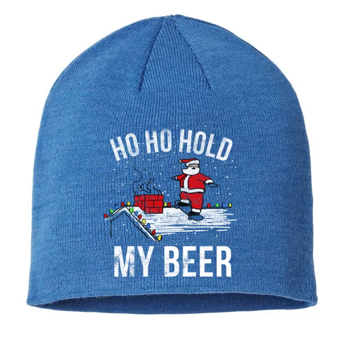 Ho Ho Hold My Beer Skateboard Roof Santa Funny Funny Gift 8 1/2in Sustainable Knit Beanie