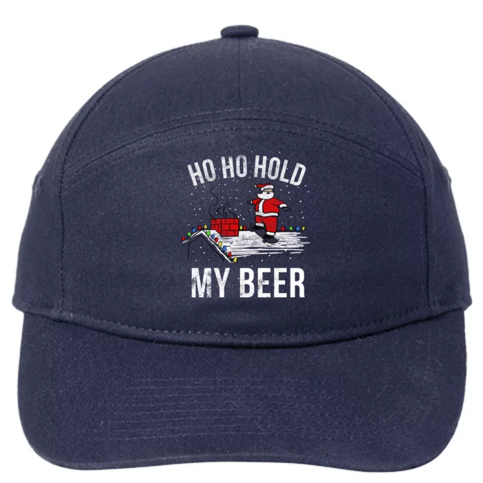 Ho Ho Hold My Beer Skateboard Roof Santa Funny Funny Gift 7-Panel Snapback Hat