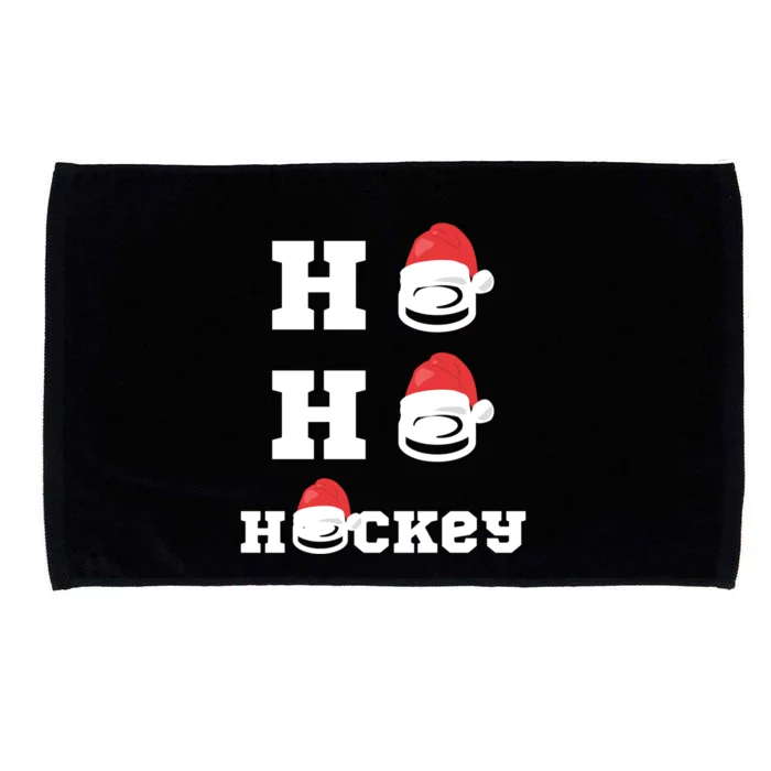 Ho Ho Hockey Funny Santa Hat Hockey Puck Ice Hockey Lover Meaningful Gift Microfiber Hand Towel