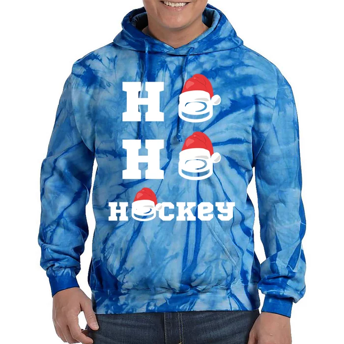 Ho Ho Hockey Funny Santa Hat Hockey Puck Ice Hockey Lover Meaningful Gift Tie Dye Hoodie