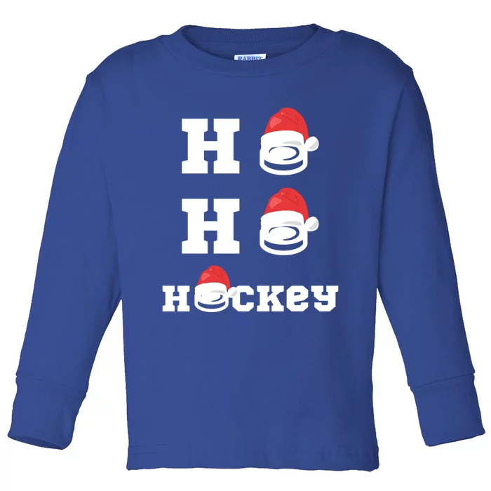 Ho Ho Hockey Funny Santa Hat Hockey Puck Ice Hockey Lover Meaningful Gift Toddler Long Sleeve Shirt