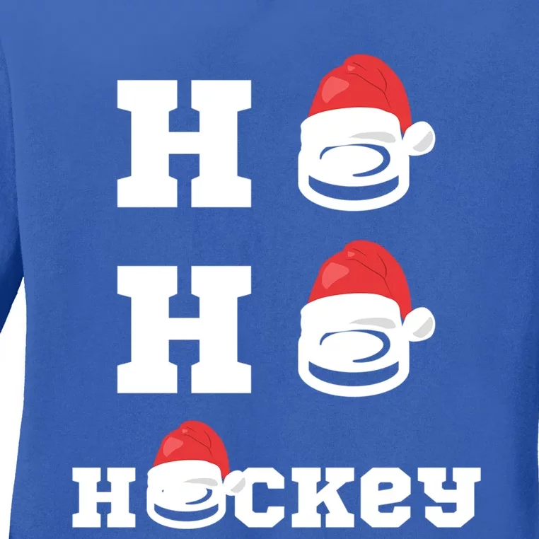 Ho Ho Hockey Funny Santa Hat Hockey Puck Ice Hockey Lover Meaningful Gift Ladies Long Sleeve Shirt