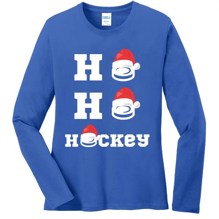 Ho Ho Hockey Funny Santa Hat Hockey Puck Ice Hockey Lover Meaningful Gift Ladies Long Sleeve Shirt